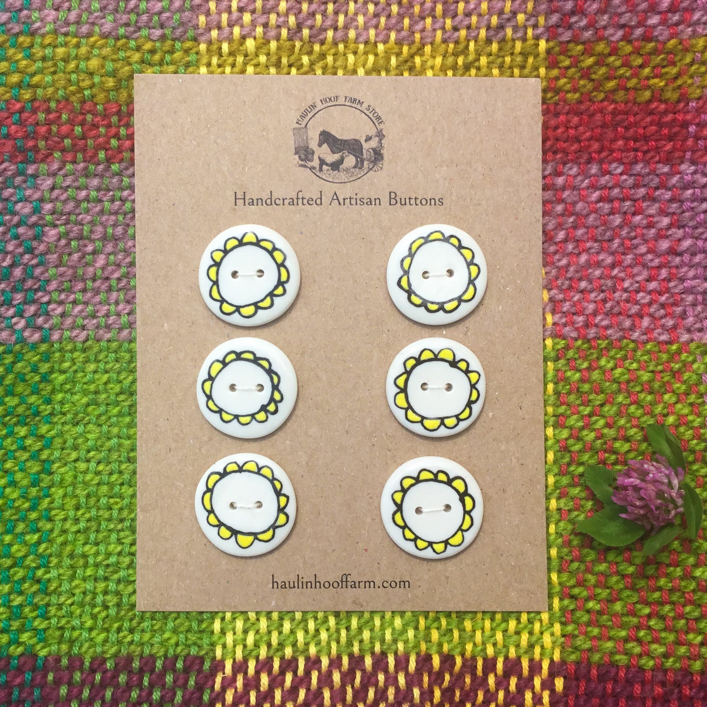 Chunky Yellow Blooms Porcelain Button Set - 1”