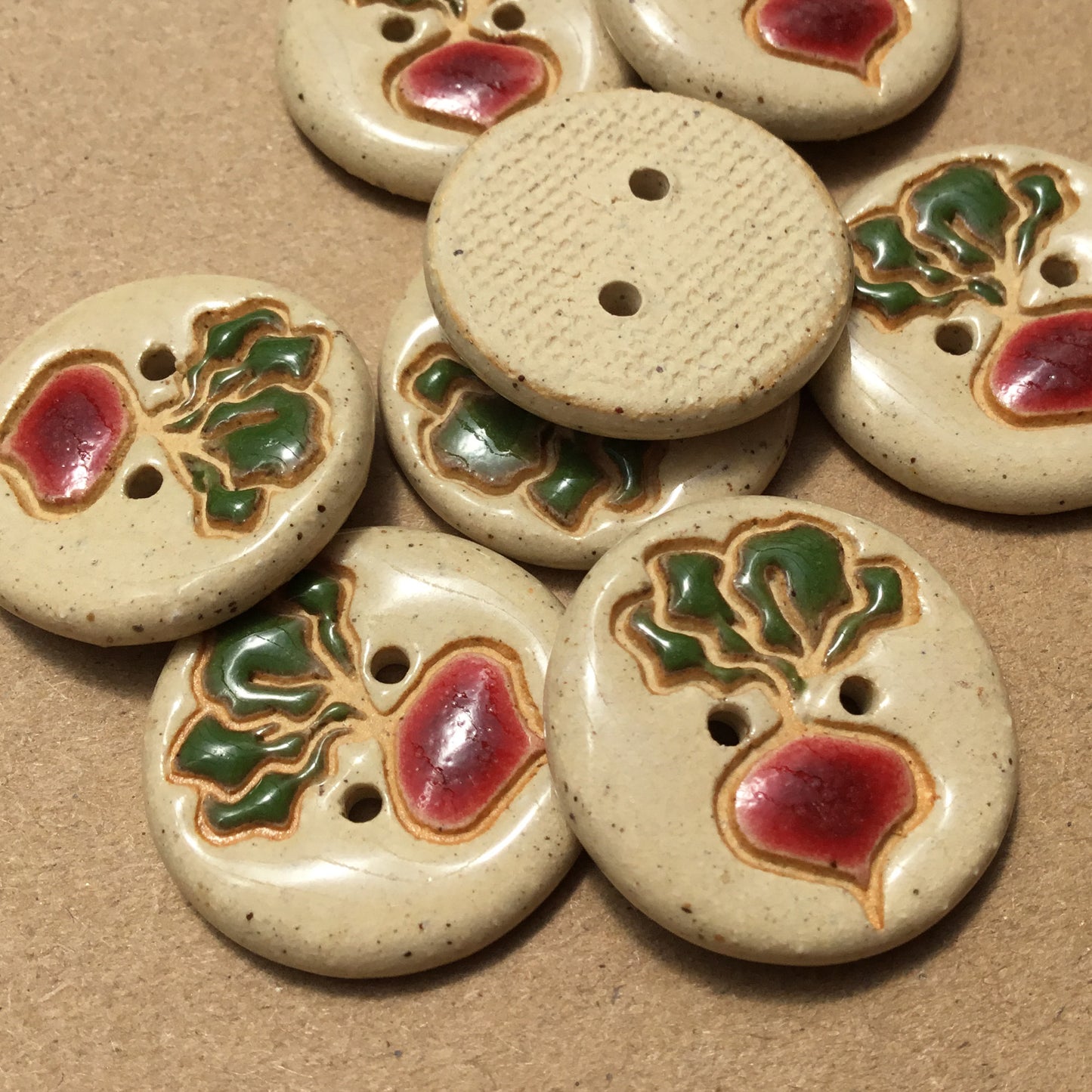 Natural Garden Beet Stoneware Button  7/8”