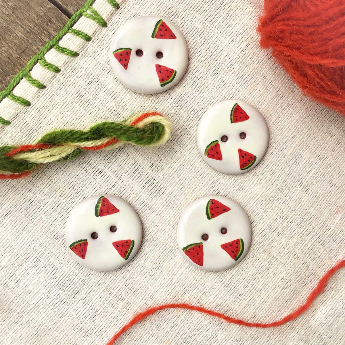 Watermelon Buttons ‘Watermelon Wonder' Ceramic Button 1-1/16