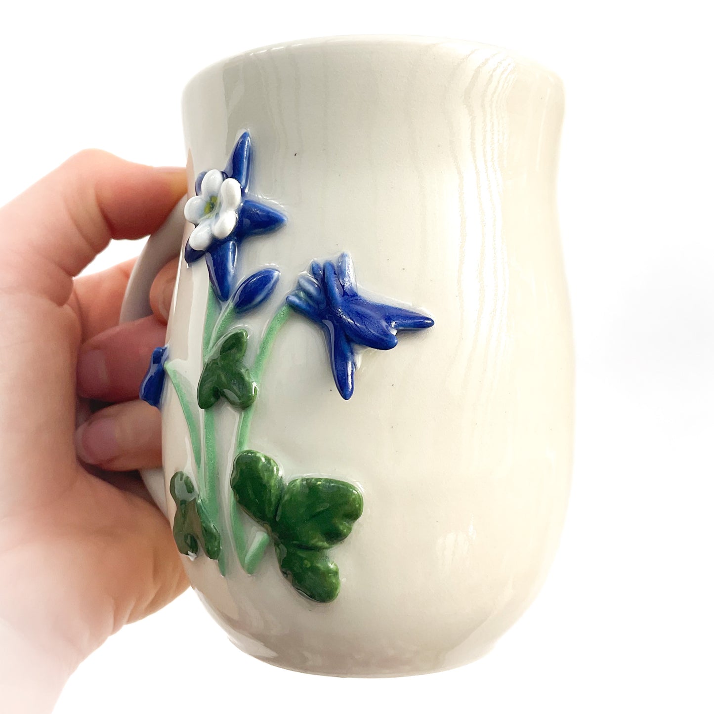Columbine Hand Sculpted Porcelain Mug 10 oz