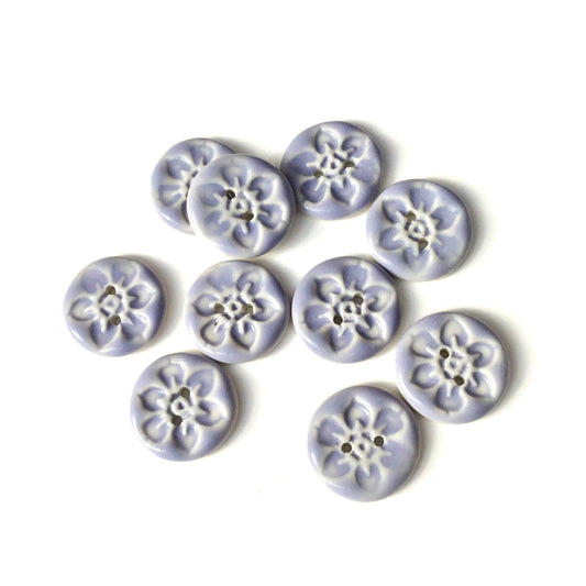 Lavender Stamped Flower - Porcelain Button 13/16”