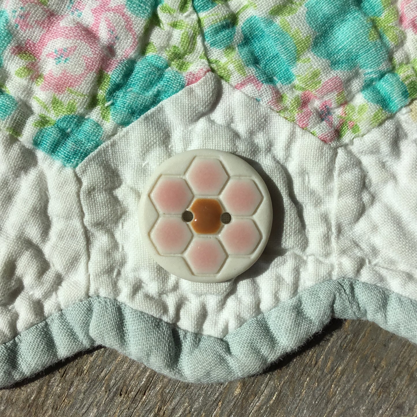 ‘Grandma’s Flower Garden’ Porcelain Button 7/8"