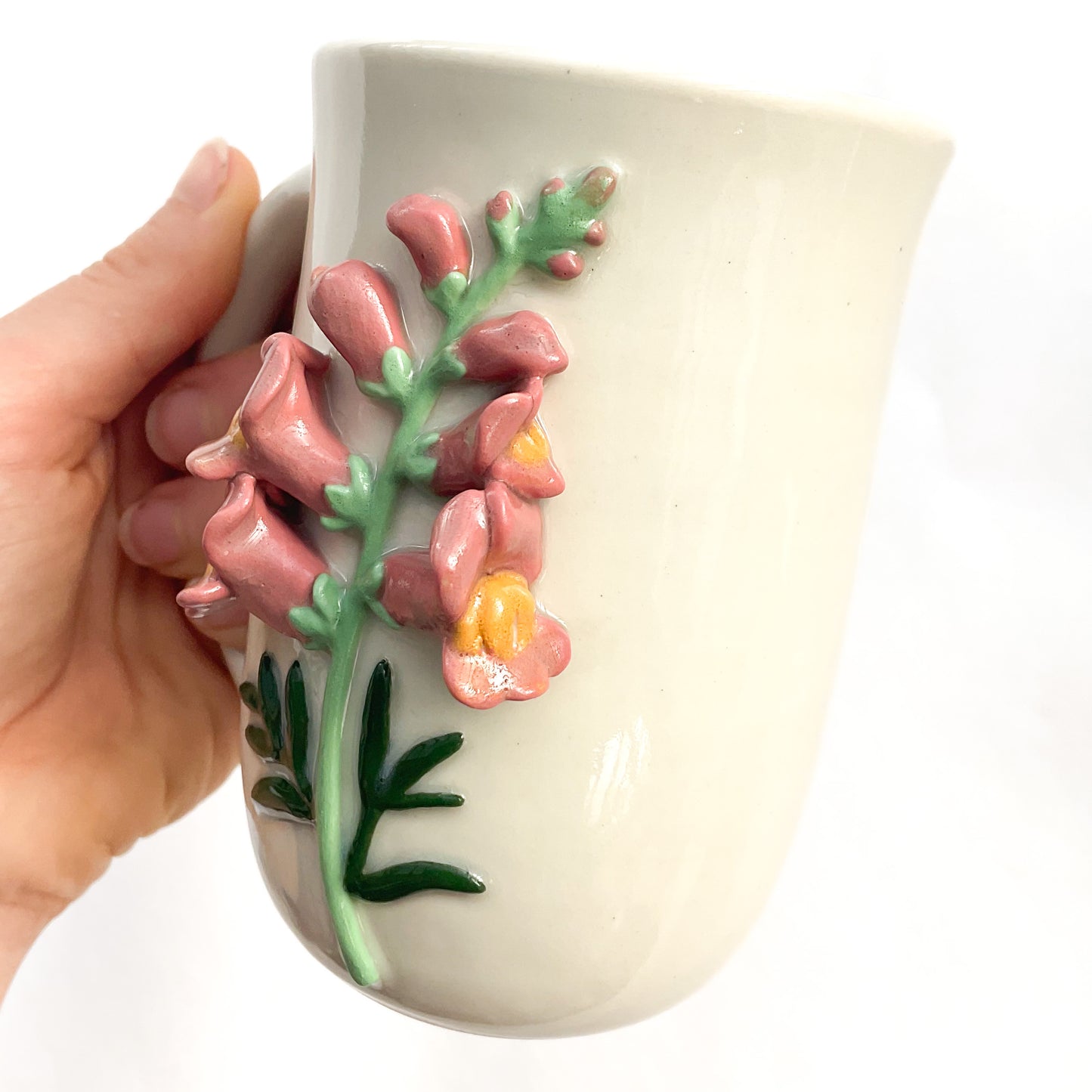 Snapdragon Hand Sculpted Porcelain Mug 10 oz