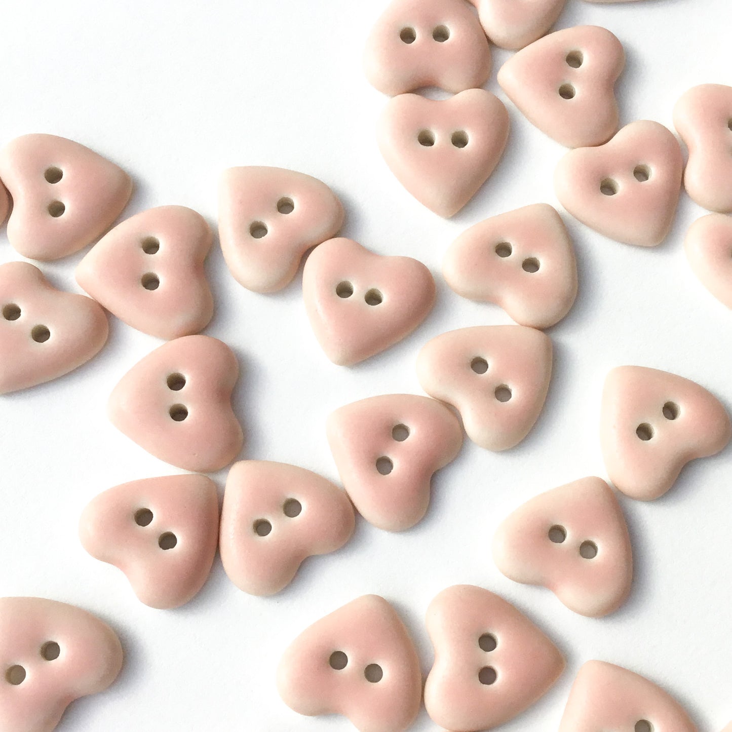 Matte Pink Porcelain Heart Buttons  9/16"