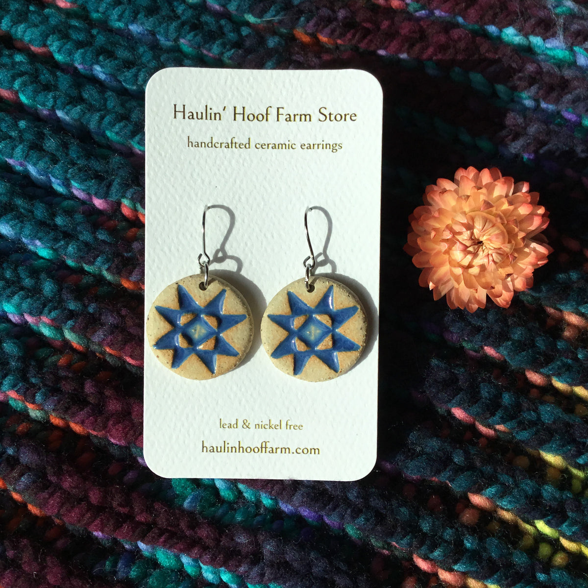 Rustic Ohio Star Stoneware Earrings