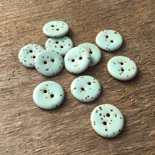 Matte Aqua Fleck Stoneware Buttons - 3/4"