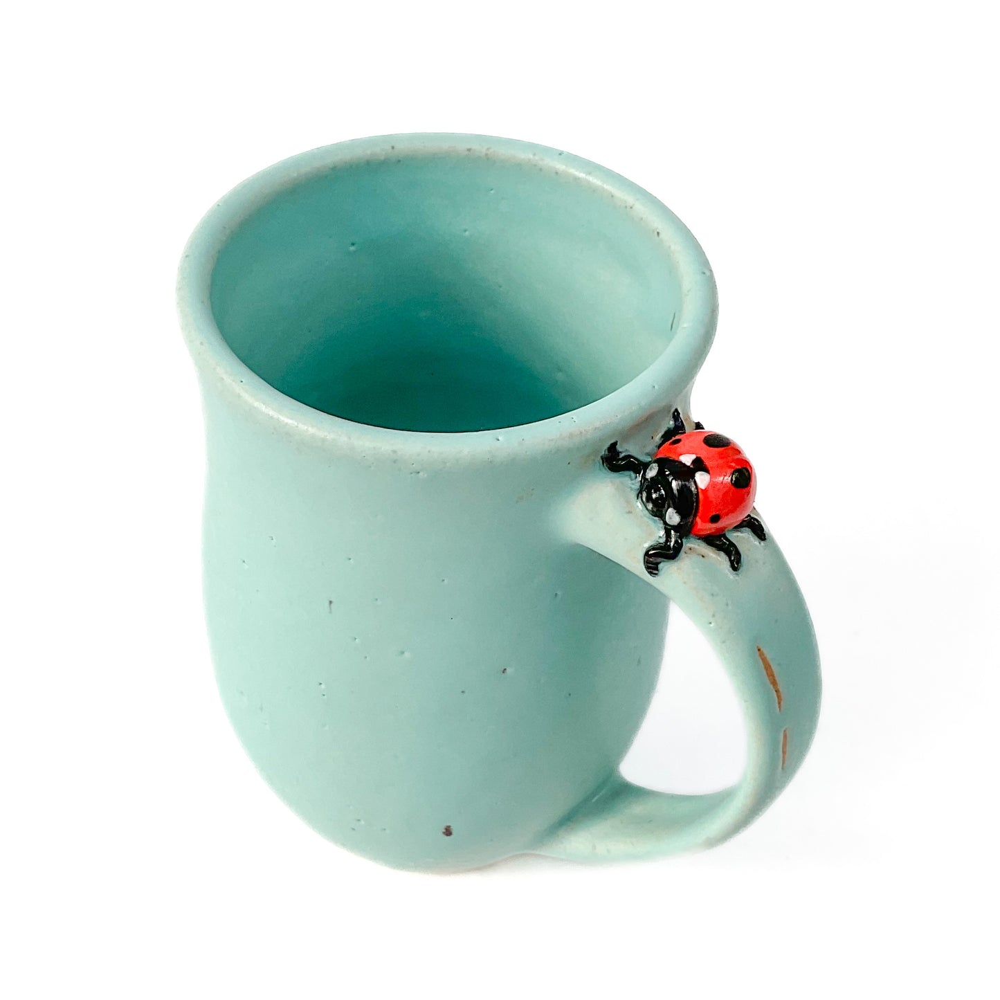 Stoneware Ladybug Mug - 15 ounce Ceramic Mug