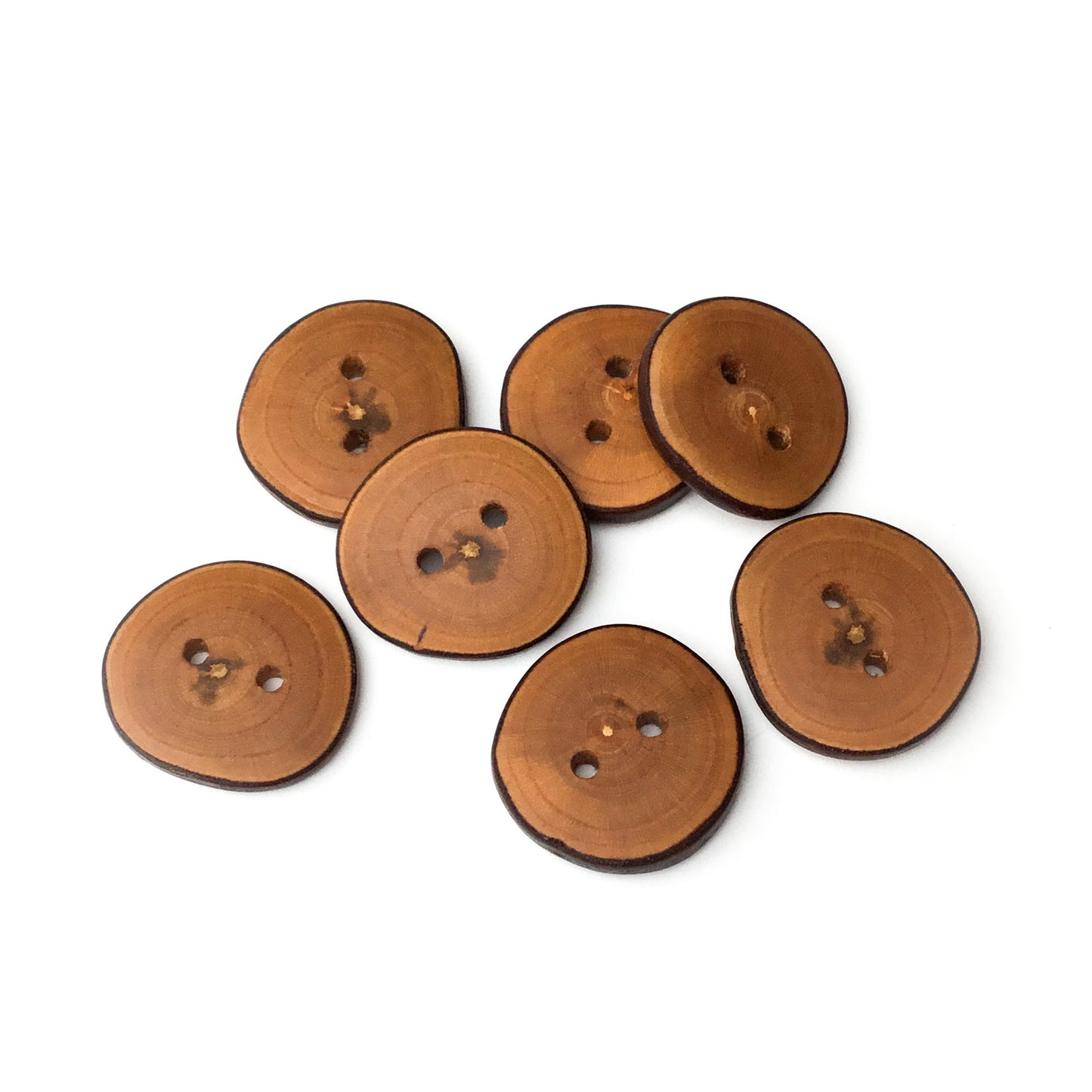 Live Edge Cherry Wood Buttons  7/8”  7-pack