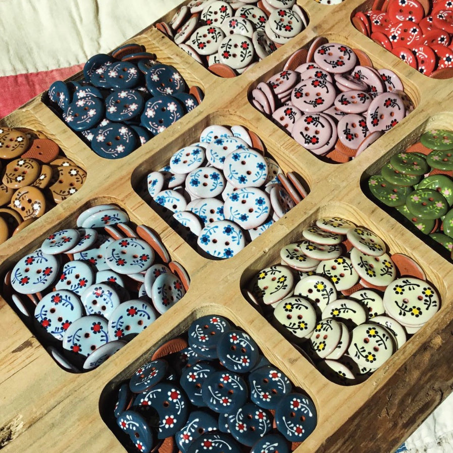Dancing Flowers Ceramic Button