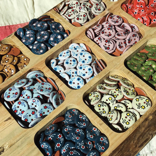 Dancing Flowers Ceramic Button