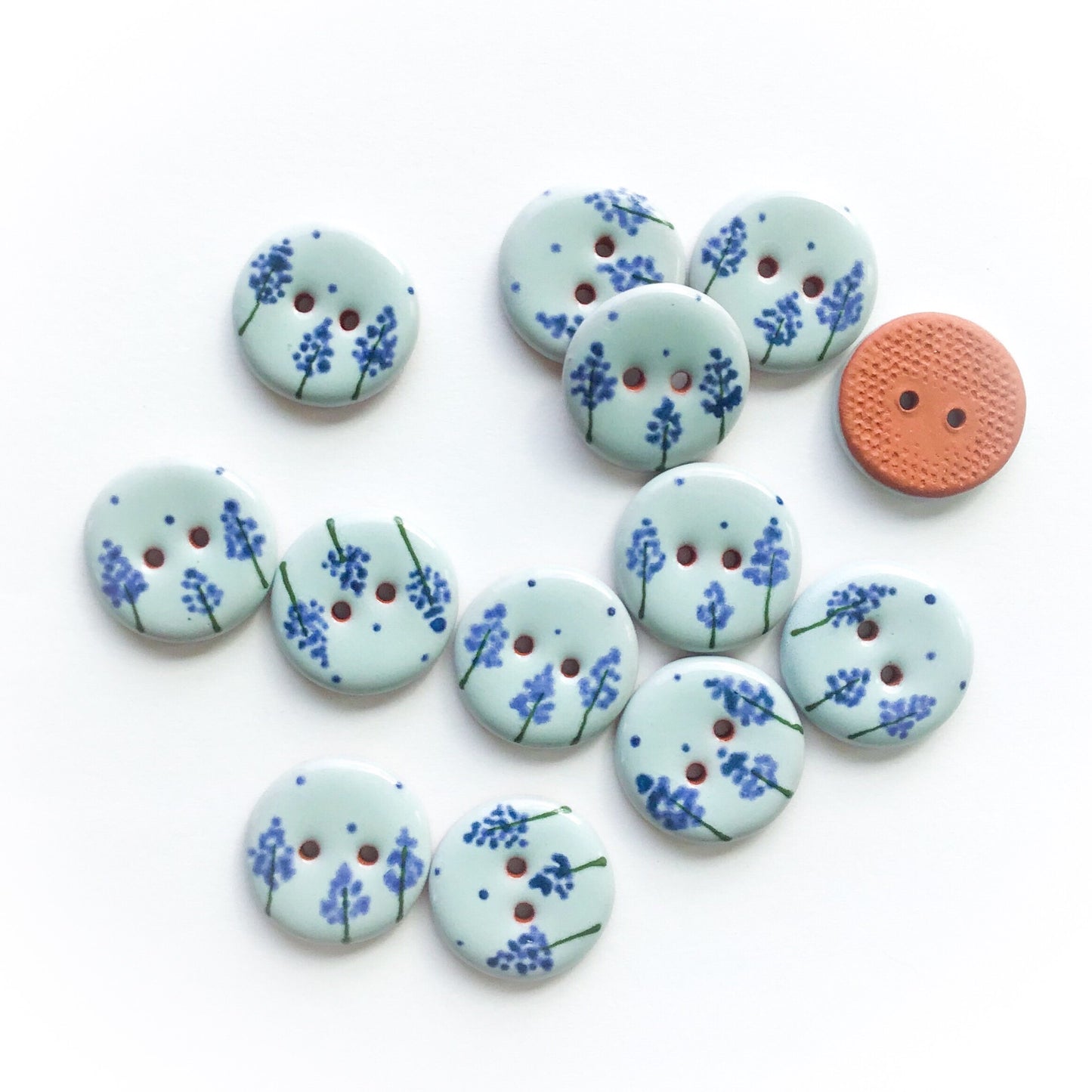 'Elsie Blue' Ceramic Buttons 3/4"