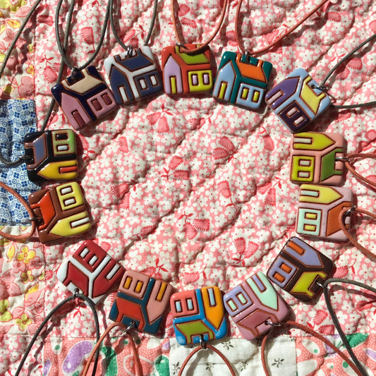 House Quilt Necklace