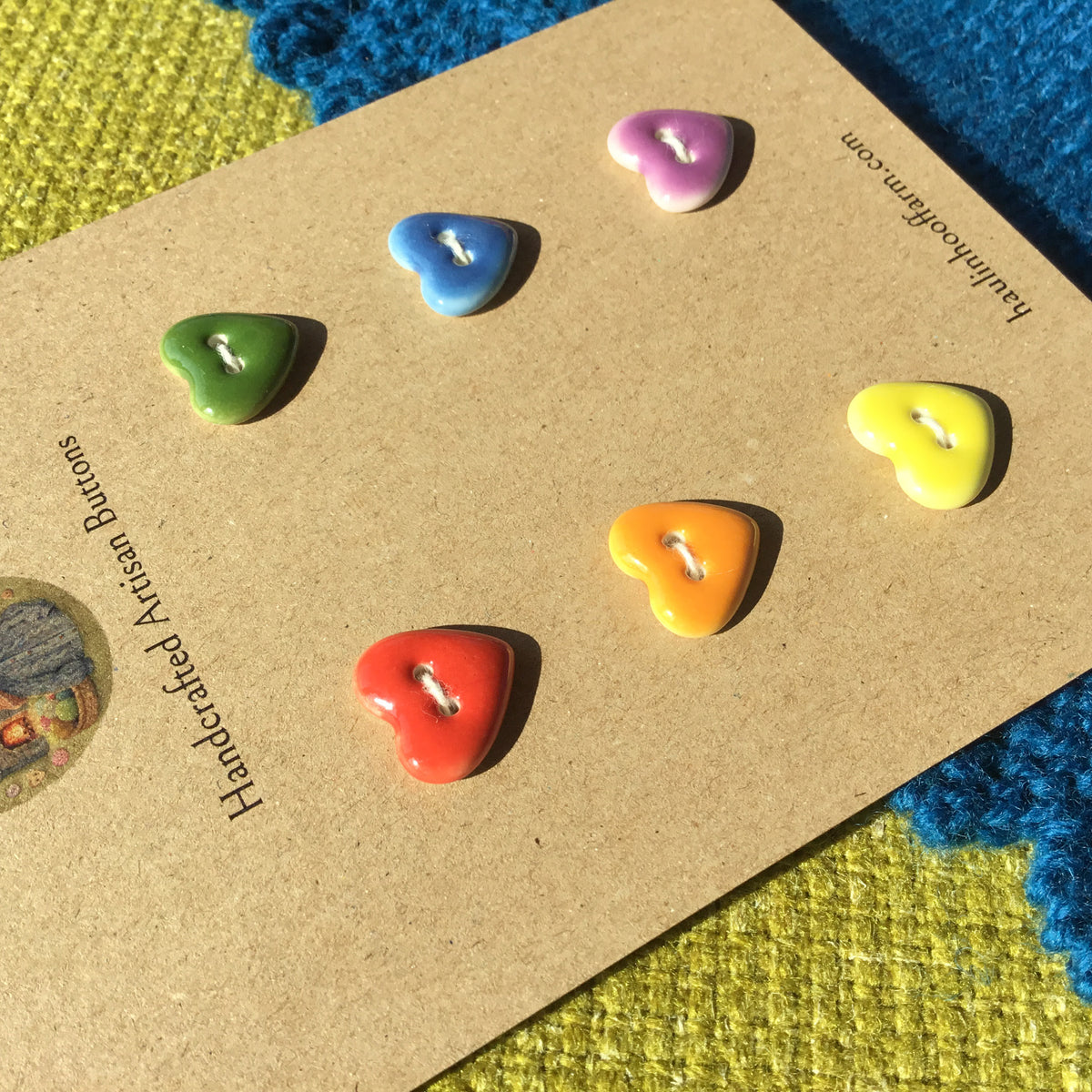 Rainbow Heart Porcelain Button 6-Pack
