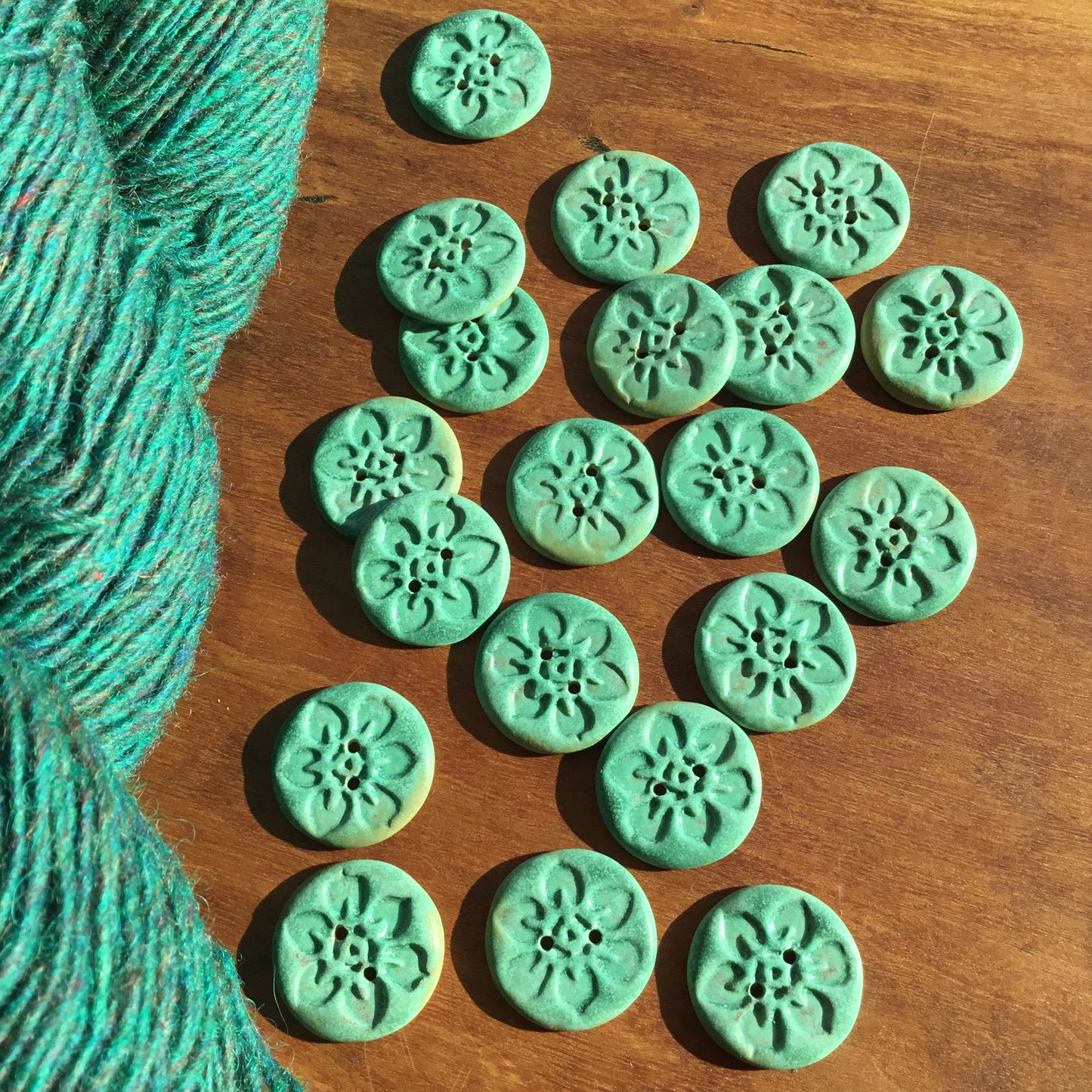 'Blooms' Satin Patina Porcelain Button 7/8”