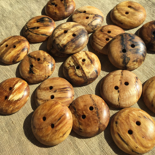 Polished Spalted Ash Wood Buttons 1"