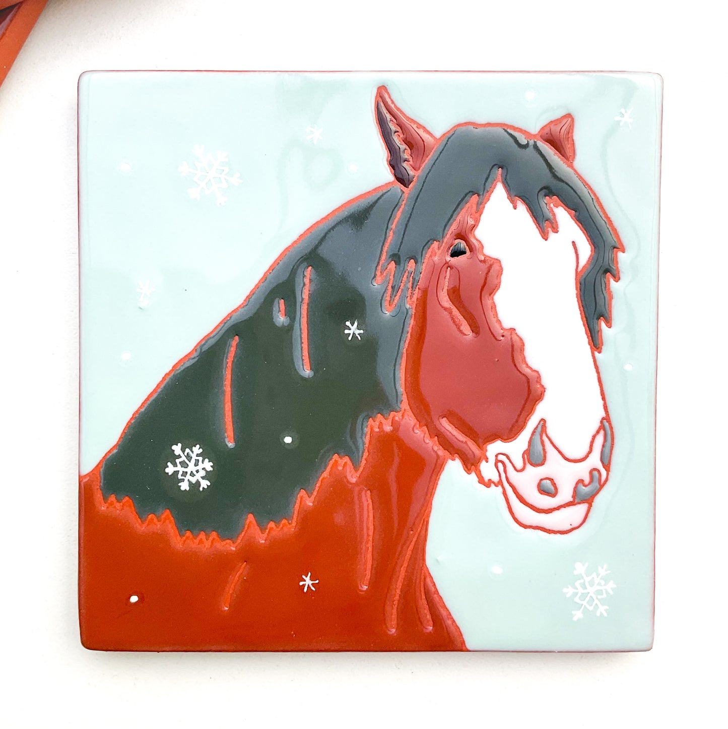 Clydesdale in Snowfall Coaster / Horse Trivet