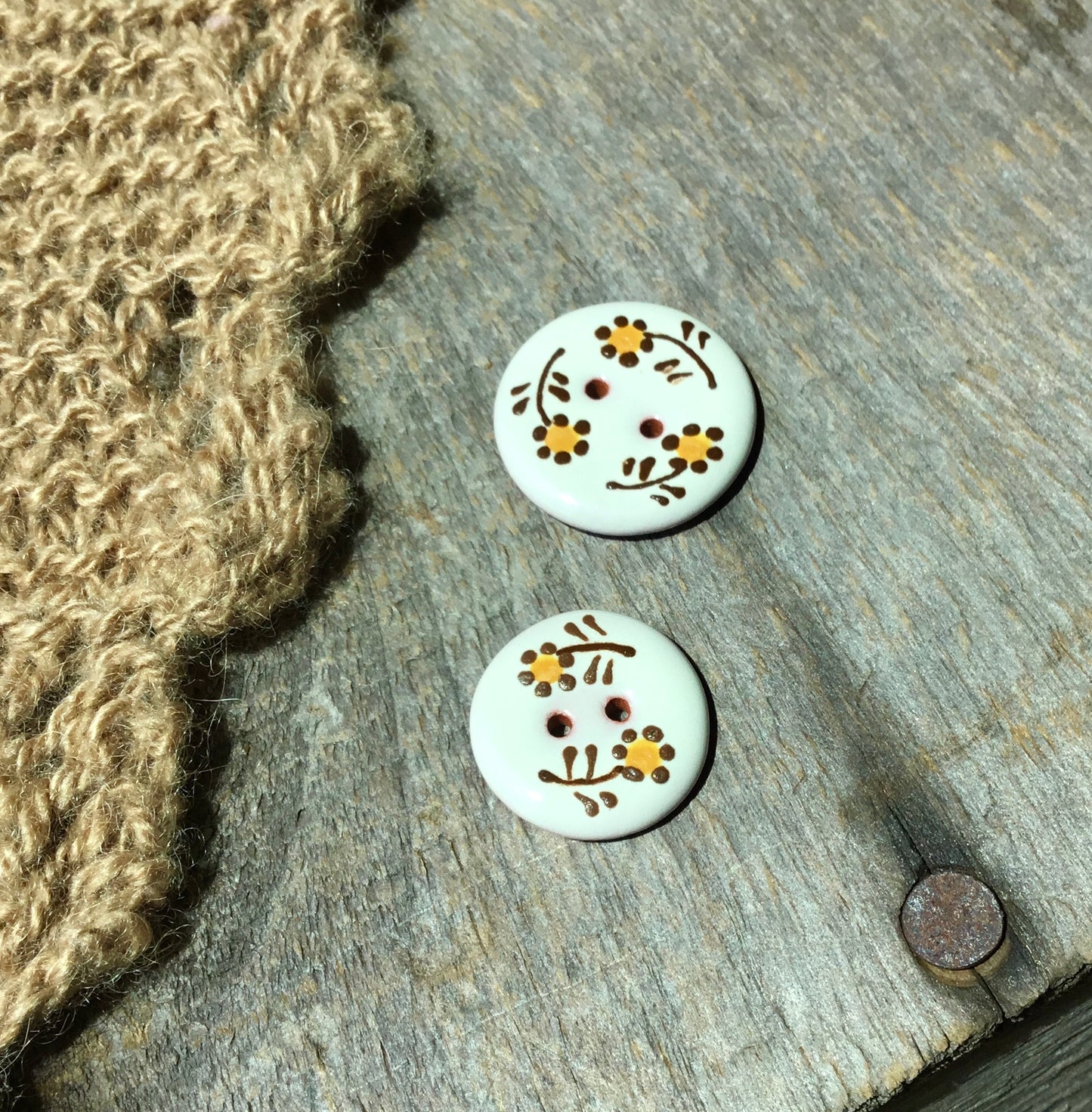 Dancing Flowers Ceramic Button