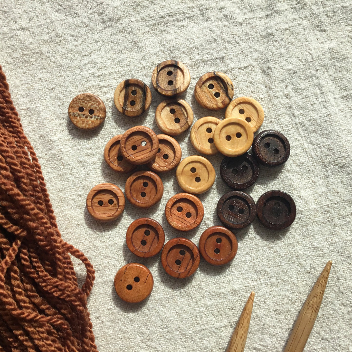 Mixed Hardwood Inset Buttons 1/2"