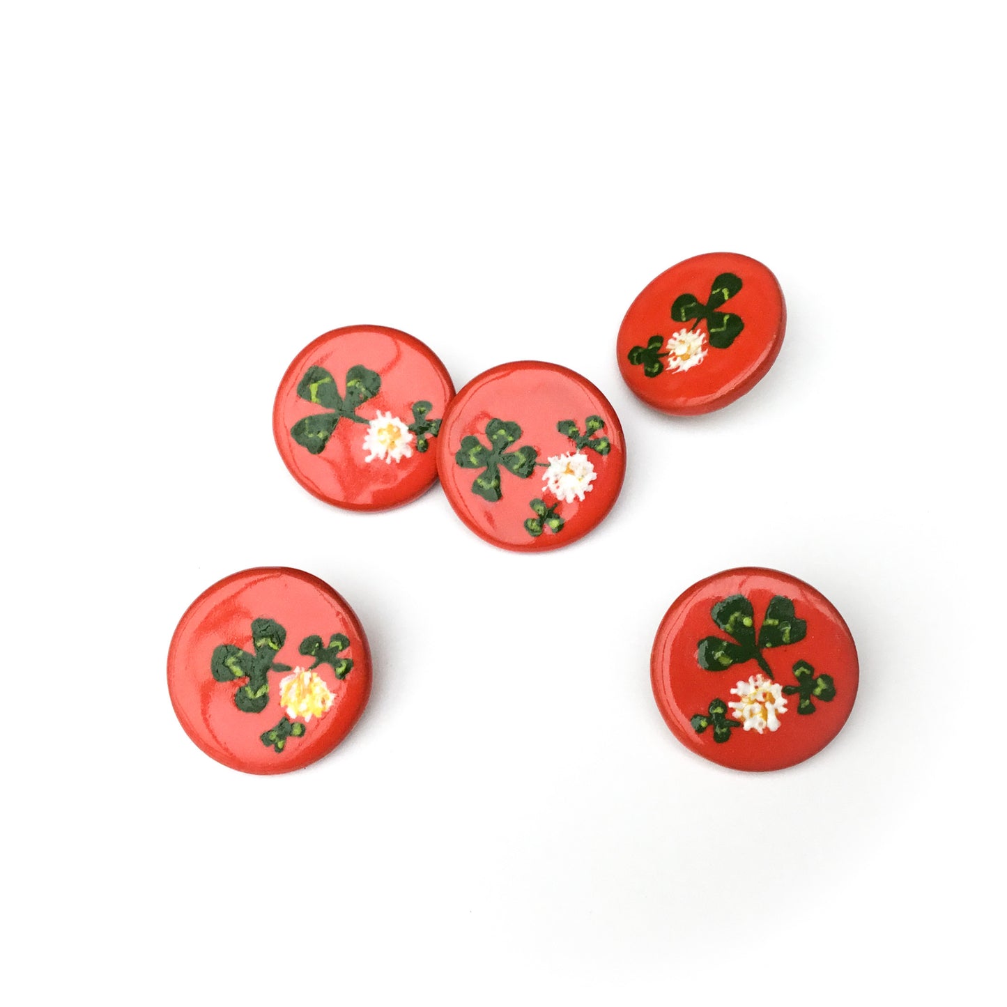 ‘Sweet Clover & Crimson’ Designer Shank Button Set - 3/4" 5-pack