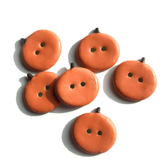 Stoneware Pumpkin Button 7/8&quot;