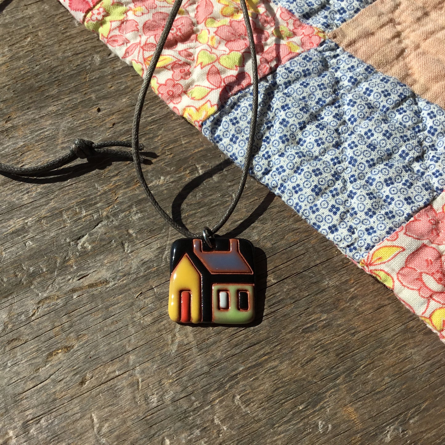 House Quilt Necklace