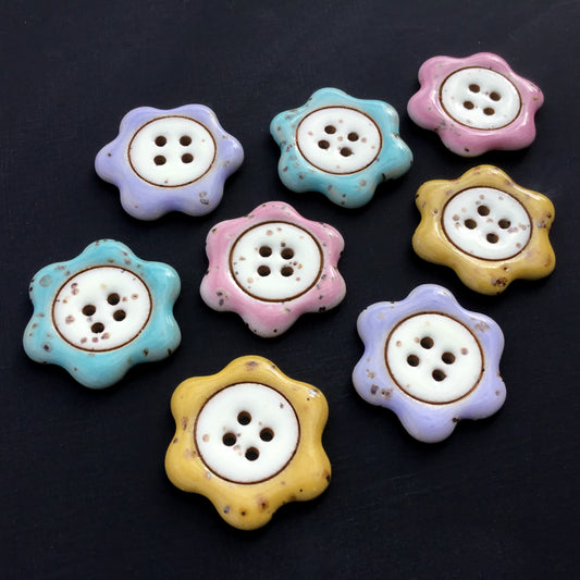 ‘Floral Darlings' Stoneware Button  1-1/8"