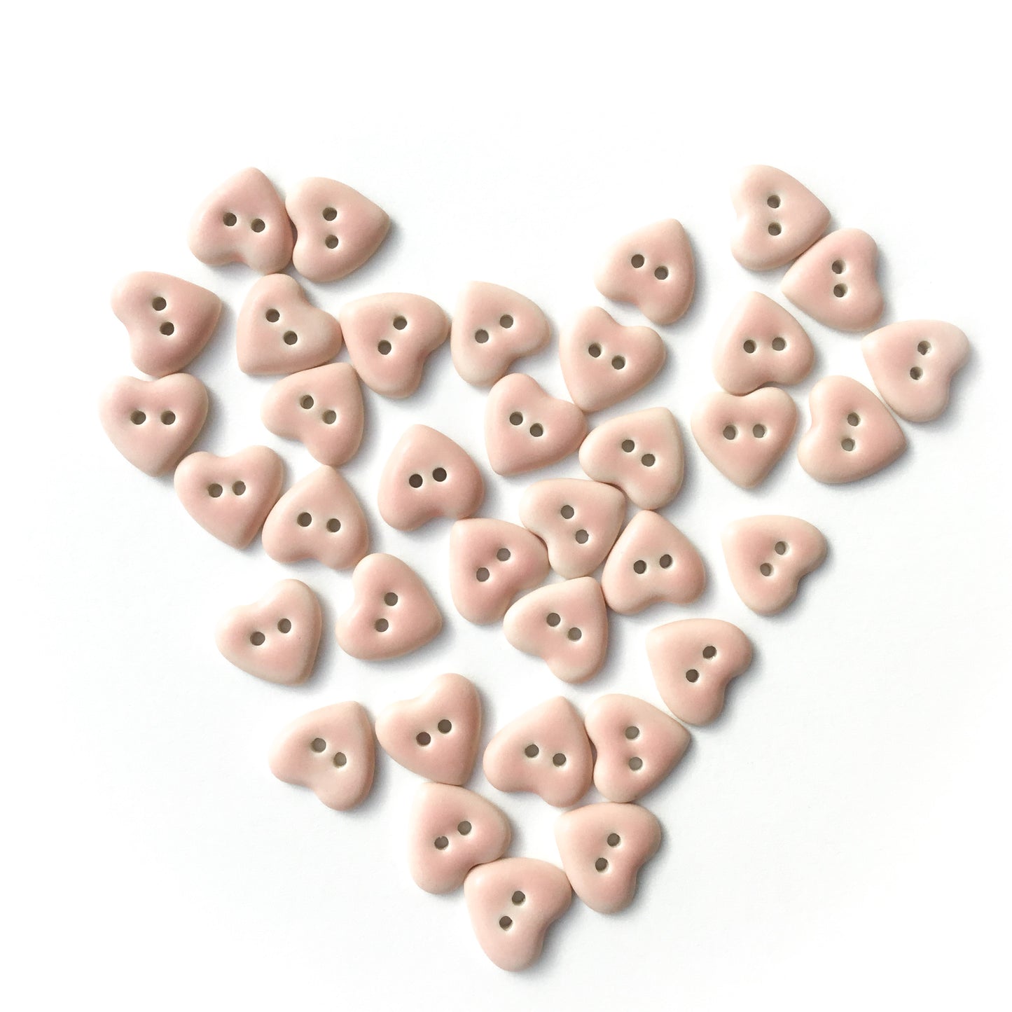 Matte Pink Porcelain Heart Buttons  9/16"