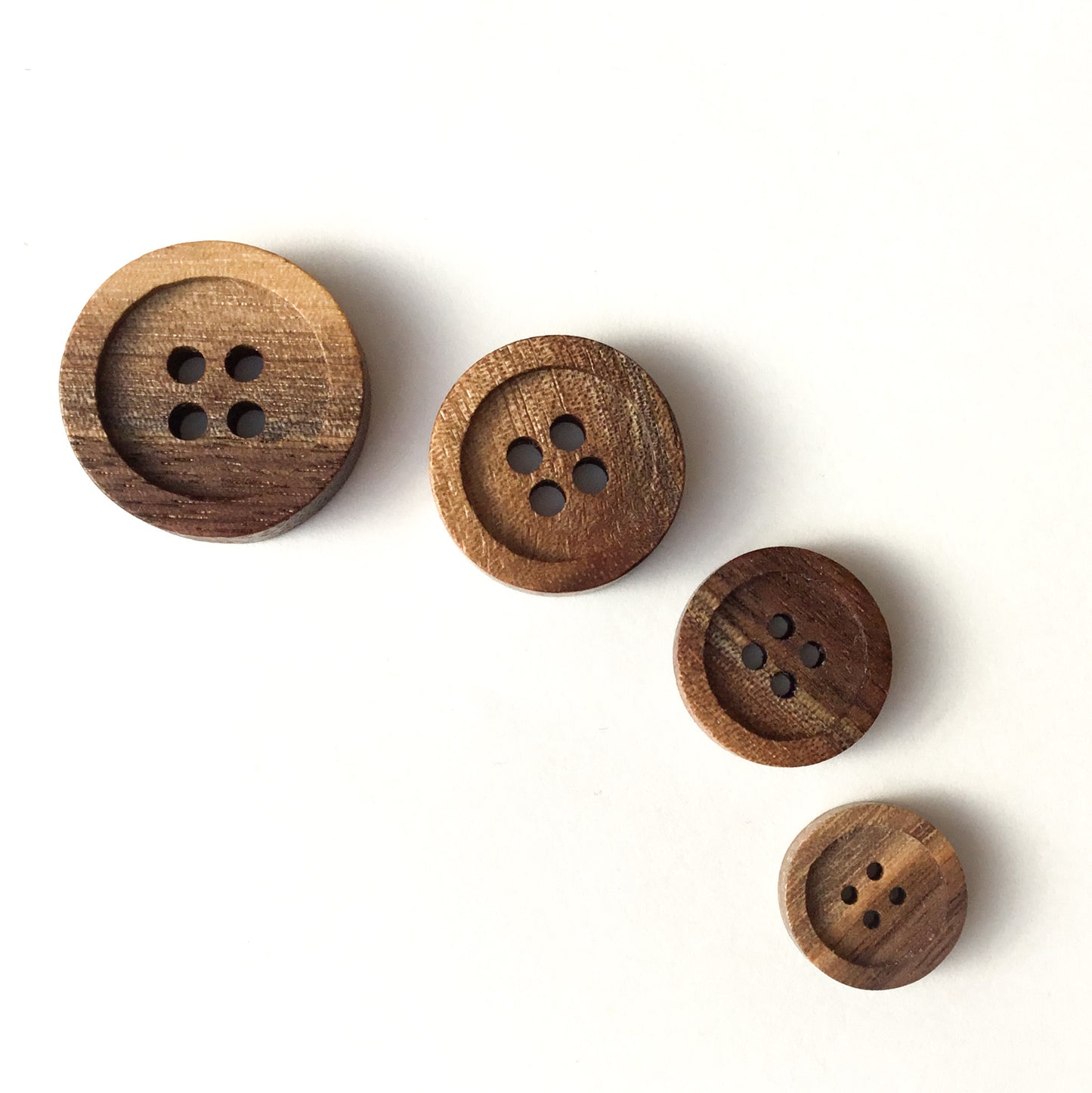 Four Hole Inset Button - Two-toned Black Walnut Wood  - 4 sizes