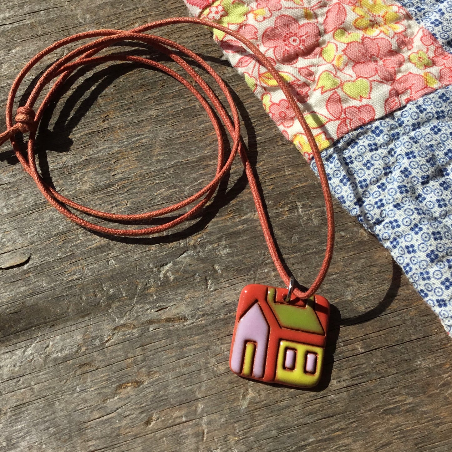 House Quilt Necklace