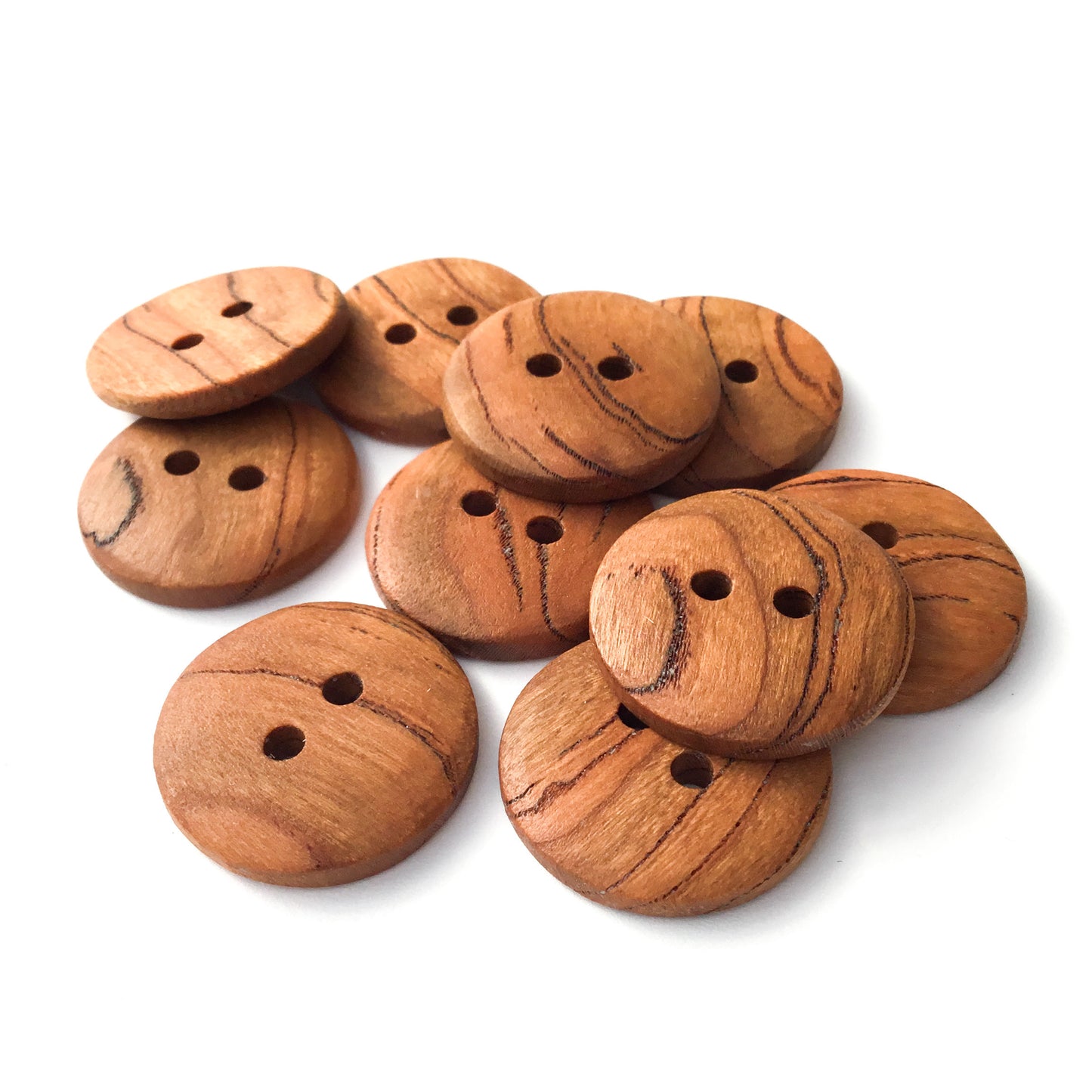 Mineral Streaked Cherry Wood Buttons  1" - 10 Pack