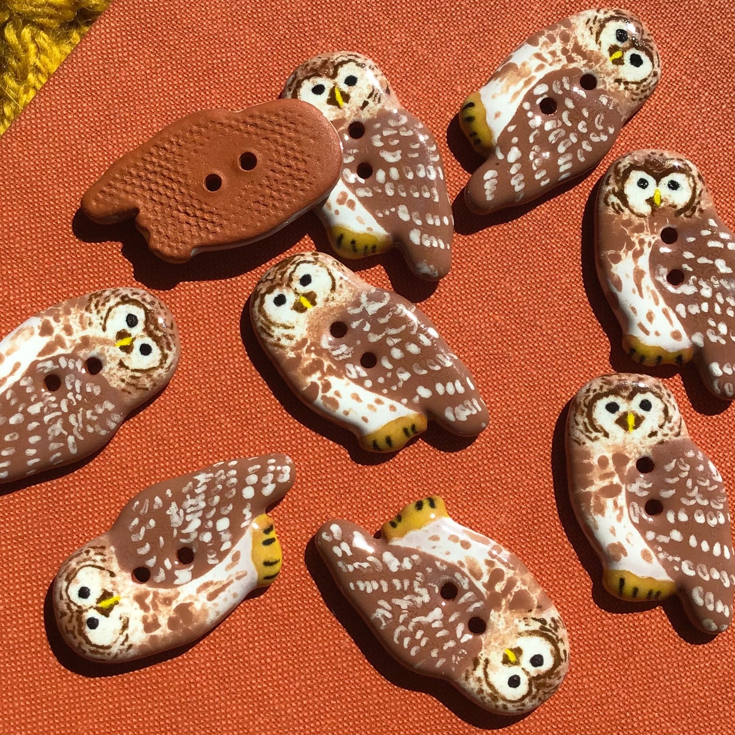 Ceramic Owl Buttons 11/16" x 1-1/4”