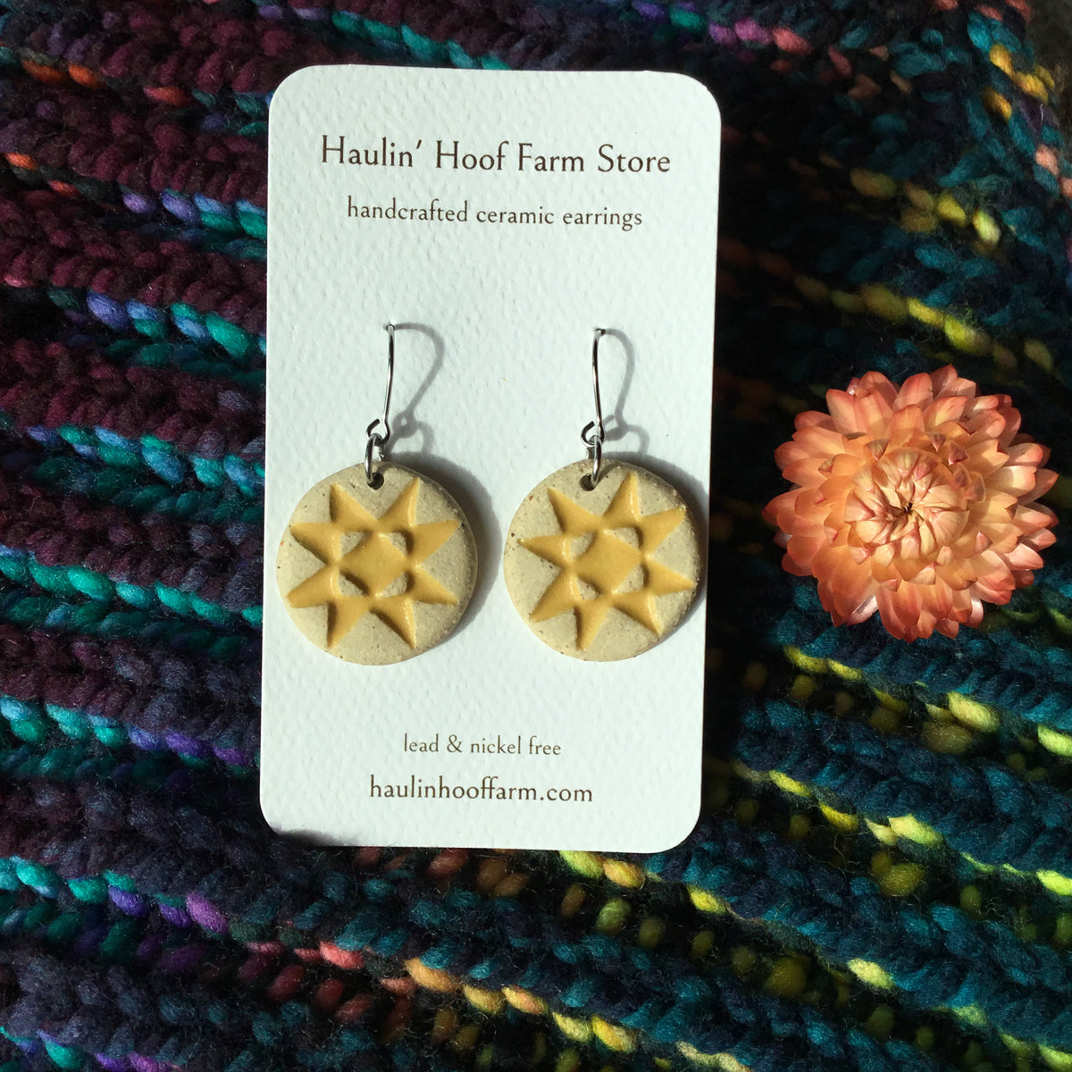 Rustic Ohio Star Stoneware Earrings
