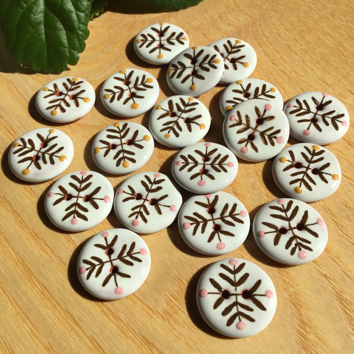 ‘Bud & Vine’ Ceramic Button  3/4”
