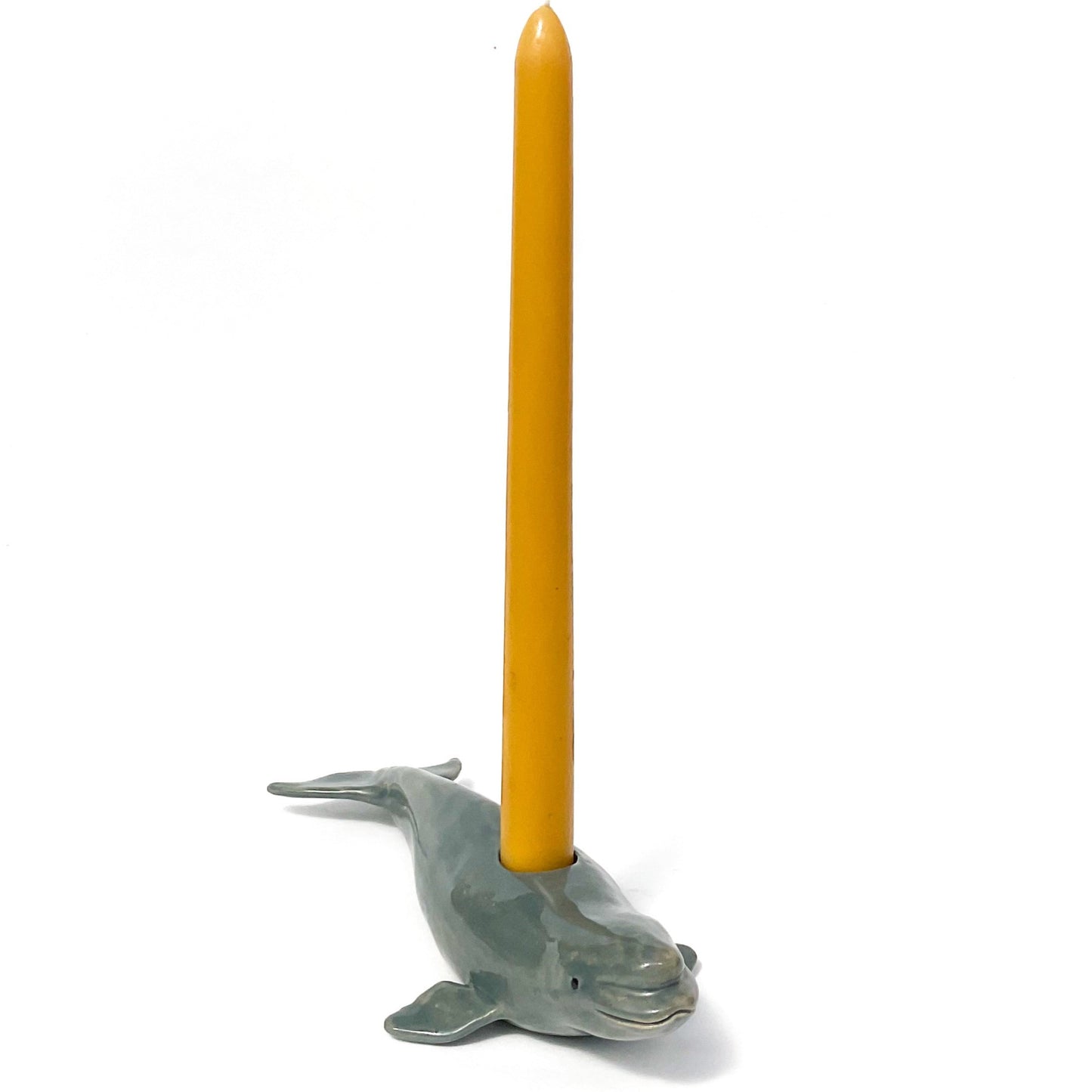 Beluga Whale Ceramic Candlestick Holder