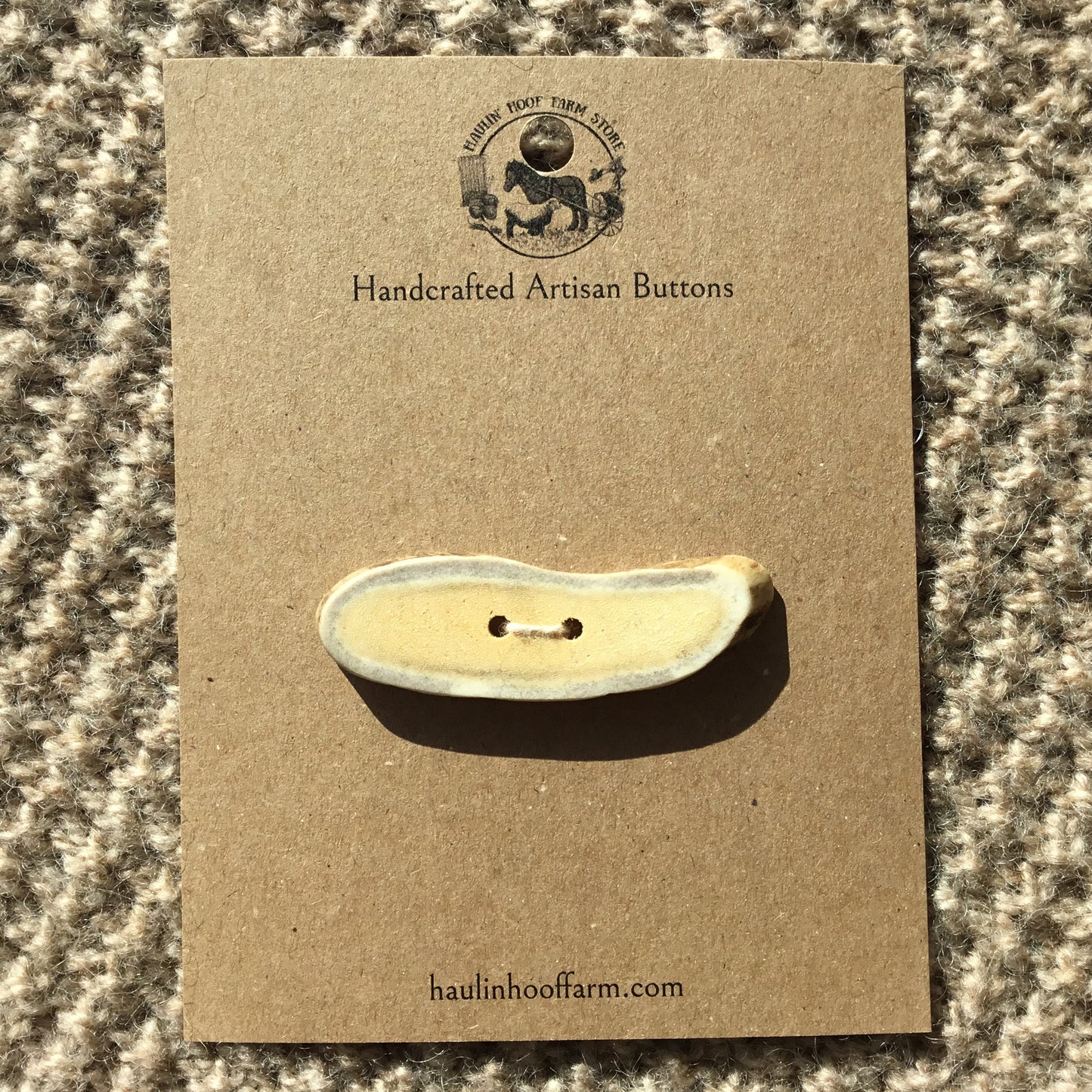 Polished Deer Antler Shed Button  2-5/8" x 3/4"