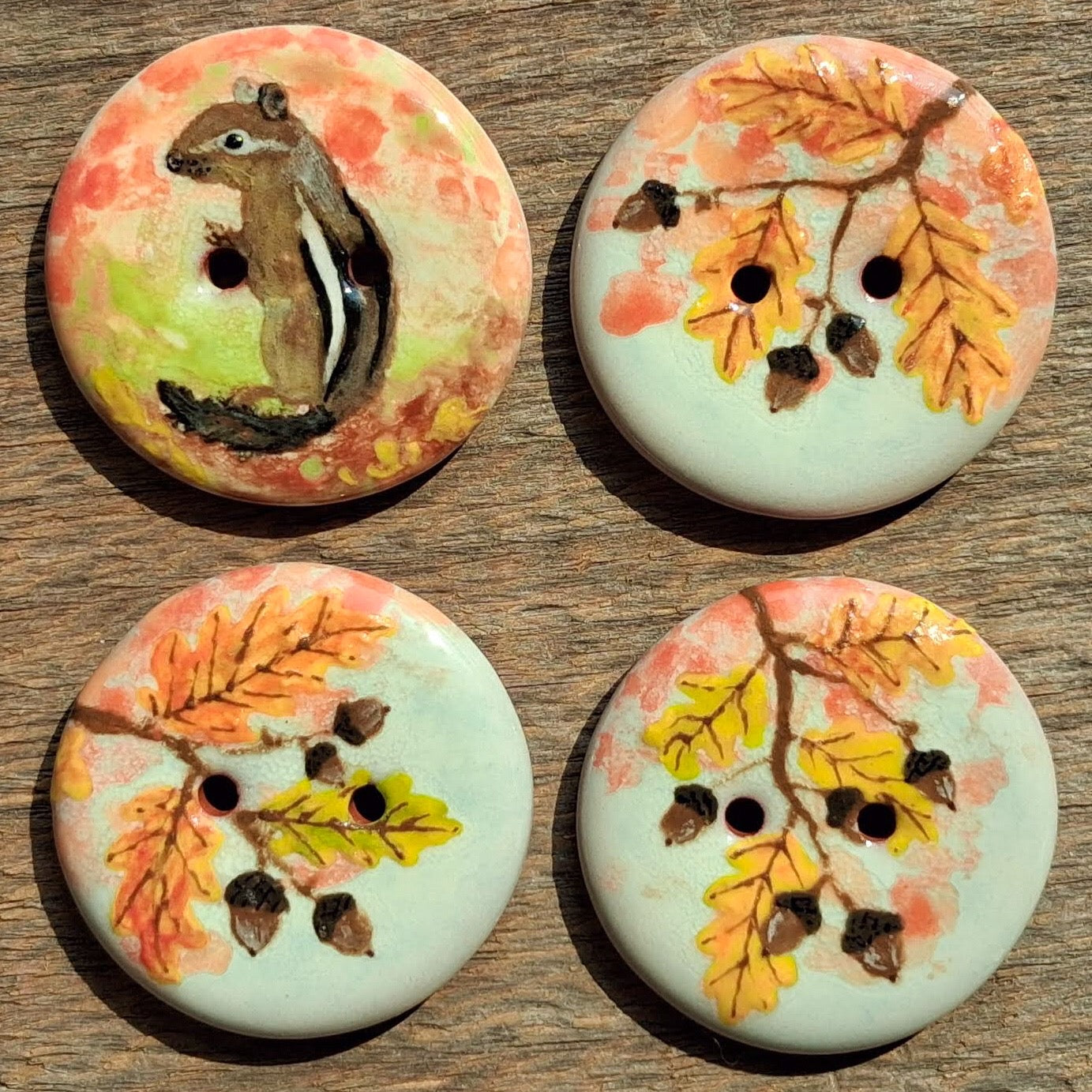 ‘Autumn Oak Chipmuck’ 1-1/16” one-of-a-kind 4-pack