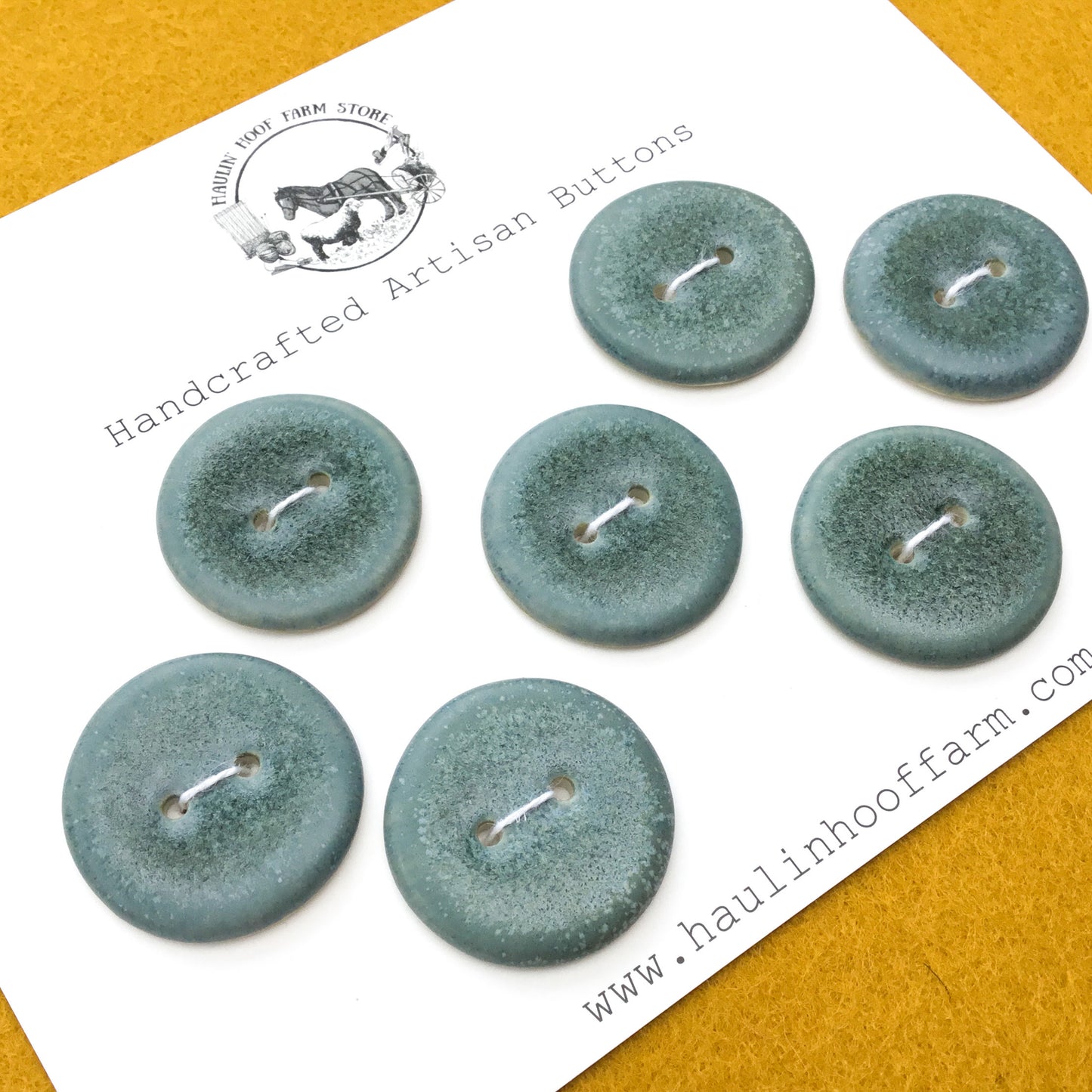 ‘Grayed Green’ Porcelain Buttons  1"  - 7 Pack