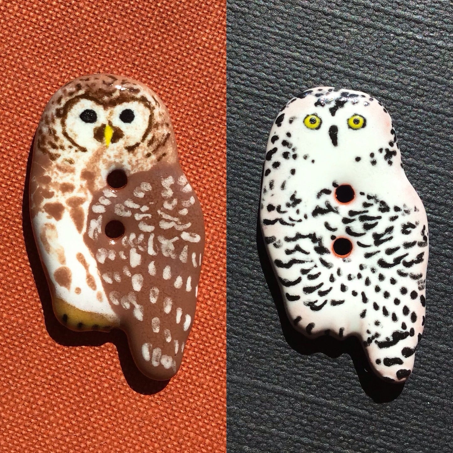 Ceramic Owl Buttons 11/16" x 1-1/4”