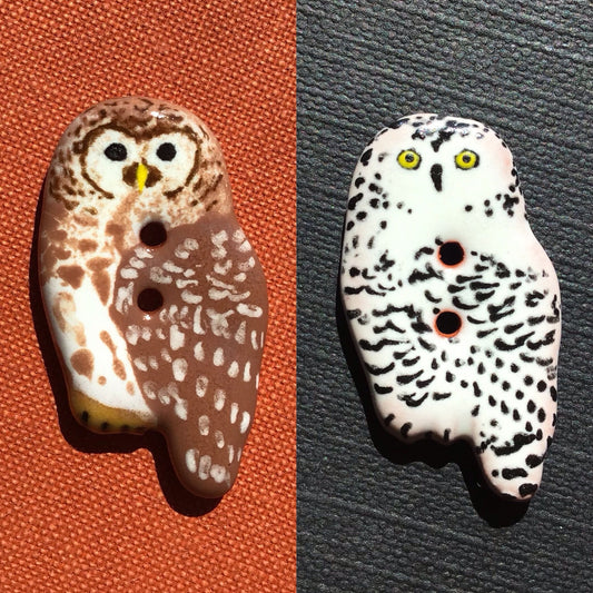 Ceramic Owl Buttons 11/16" x 1-1/4”
