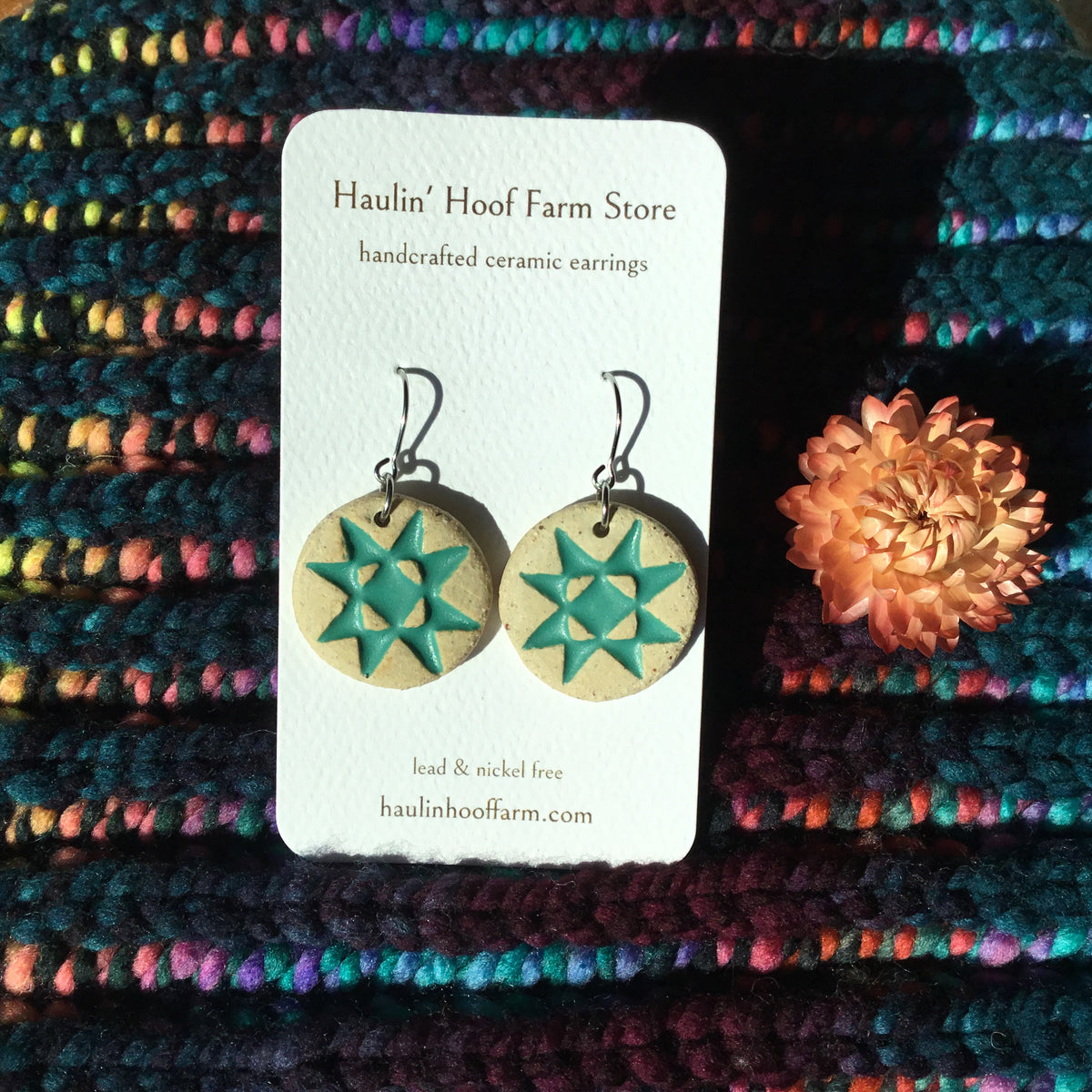 Rustic Ohio Star Stoneware Earrings