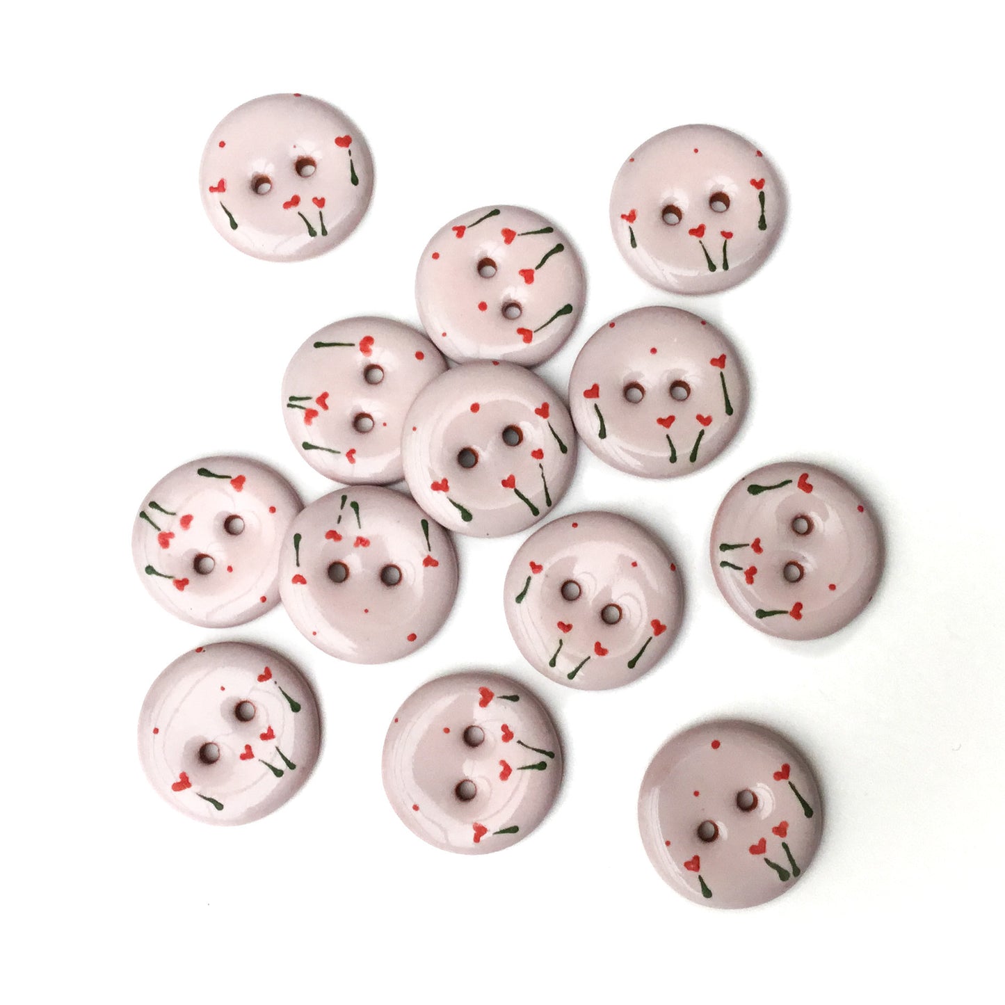 'Field of Hearts' Ceramic Button  3/4"