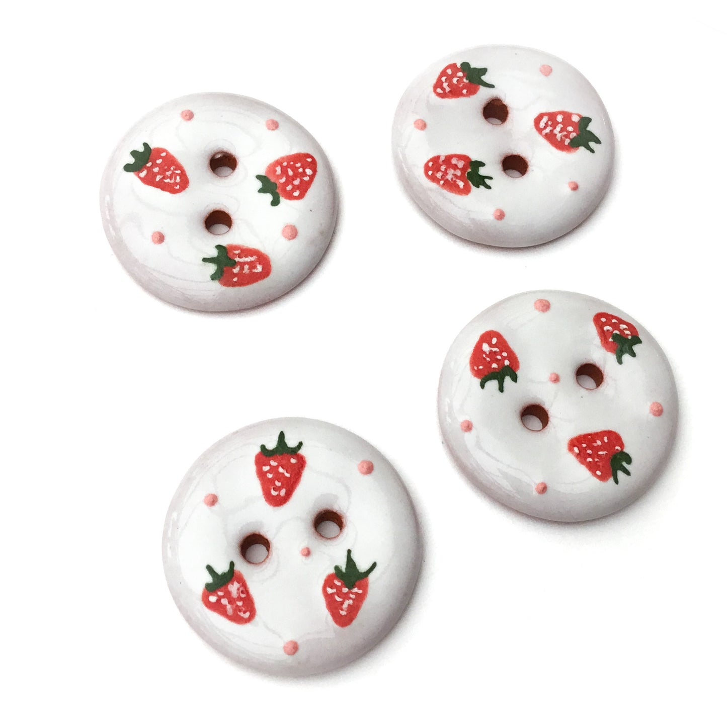 'Strawberry Shake' Ceramic Button  3/4"