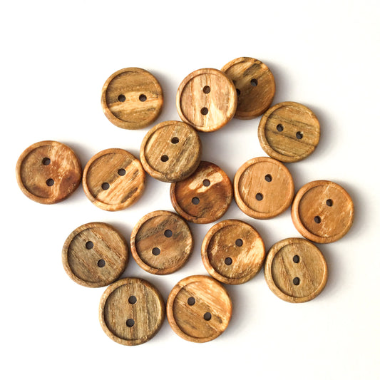 Bead Rim Spalted Ash Wood Buttons - 3/4”