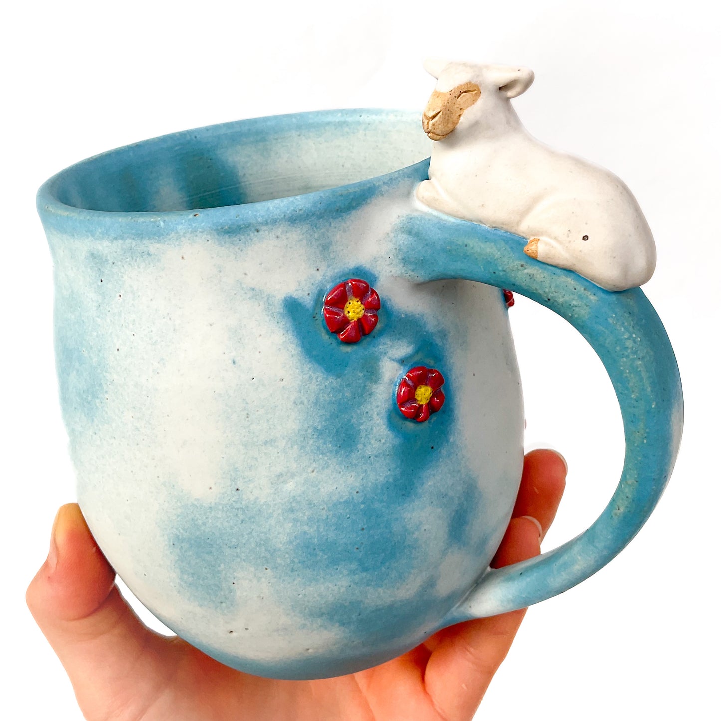 Stoneware Lamb Mug - 24 ounce Ceramic Mug