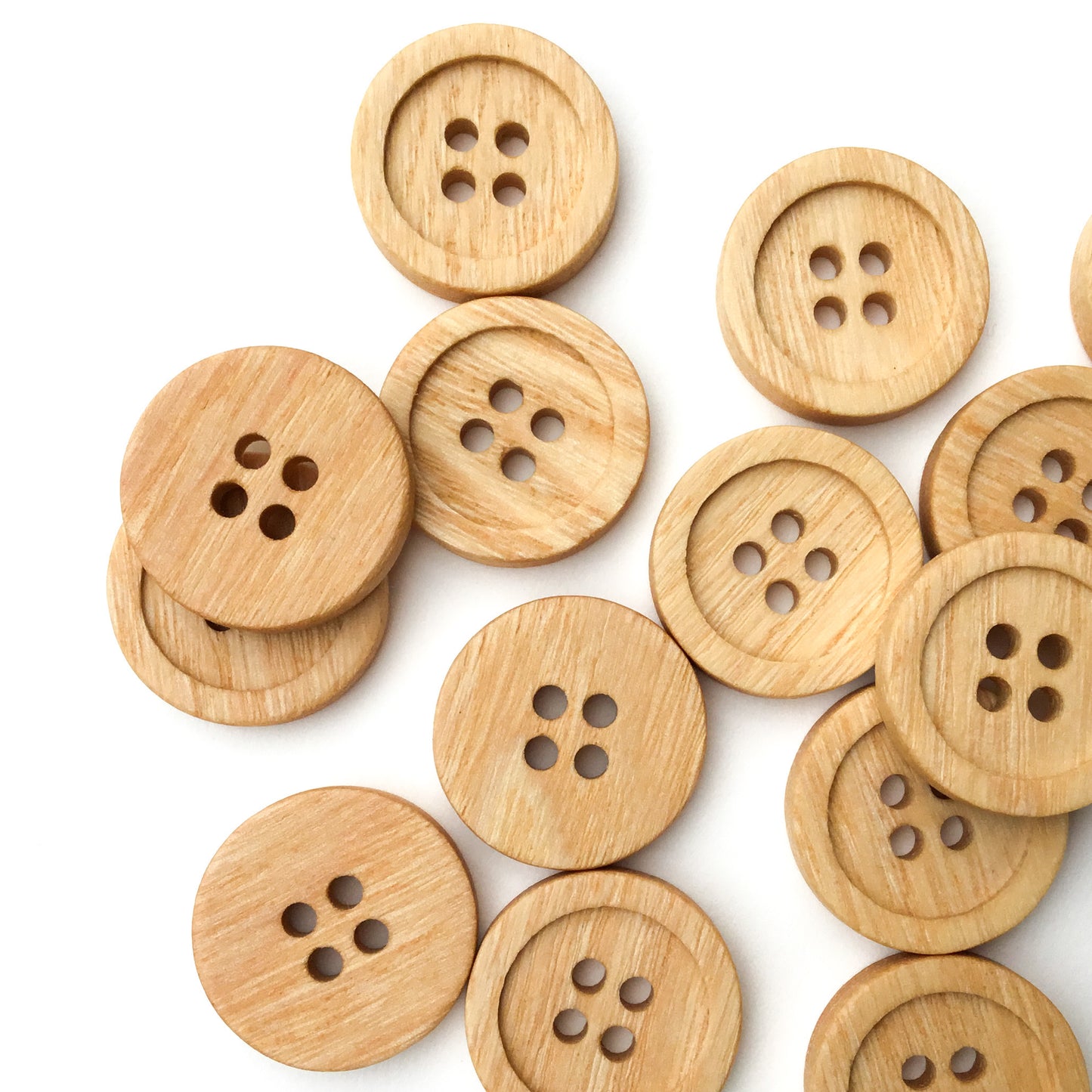 Four Hole Inset Button - Ash Wood  1"