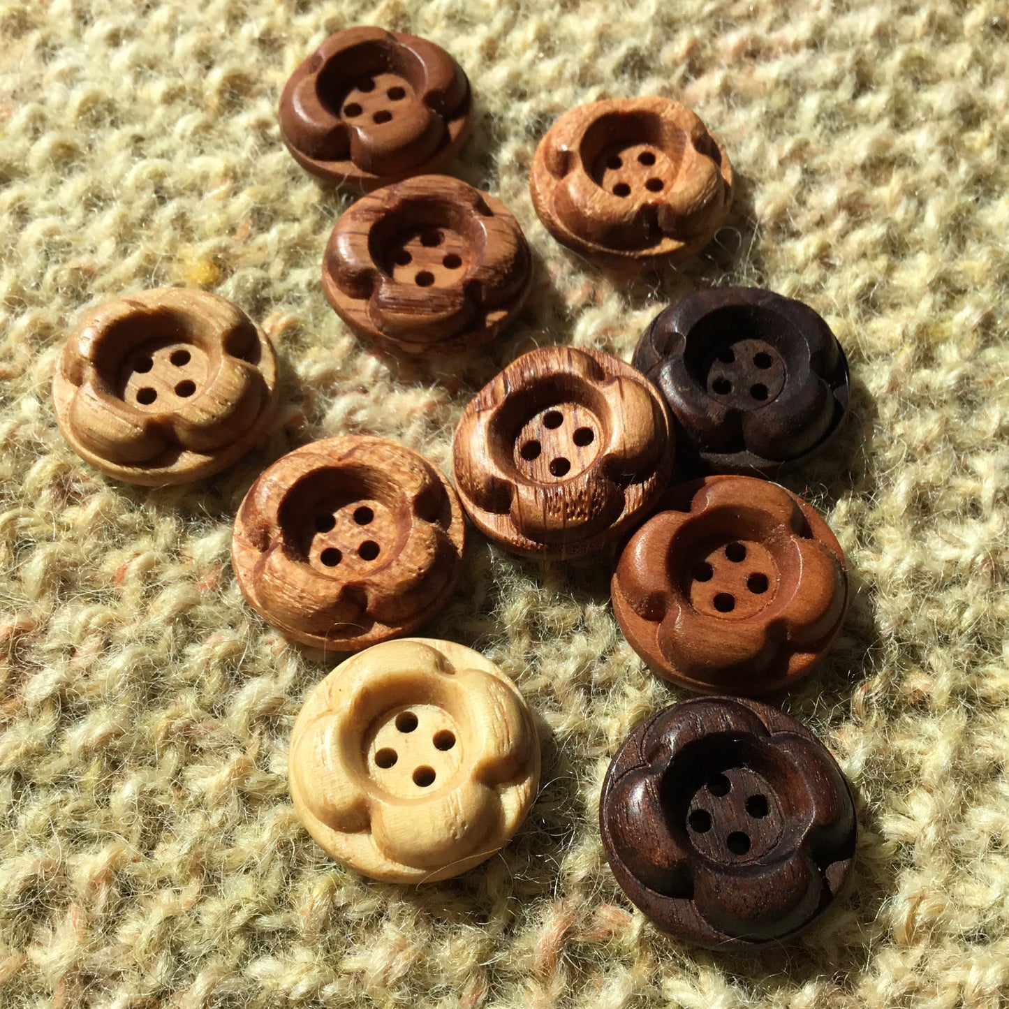 Forest Flowers Wooden Buttons  7/8”