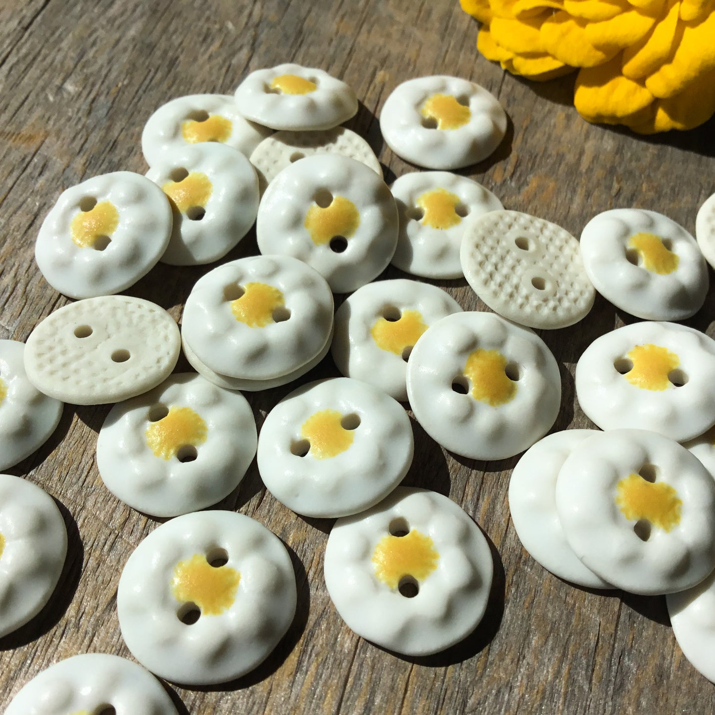 Chamomile Flower Porcelain Button  5/8"