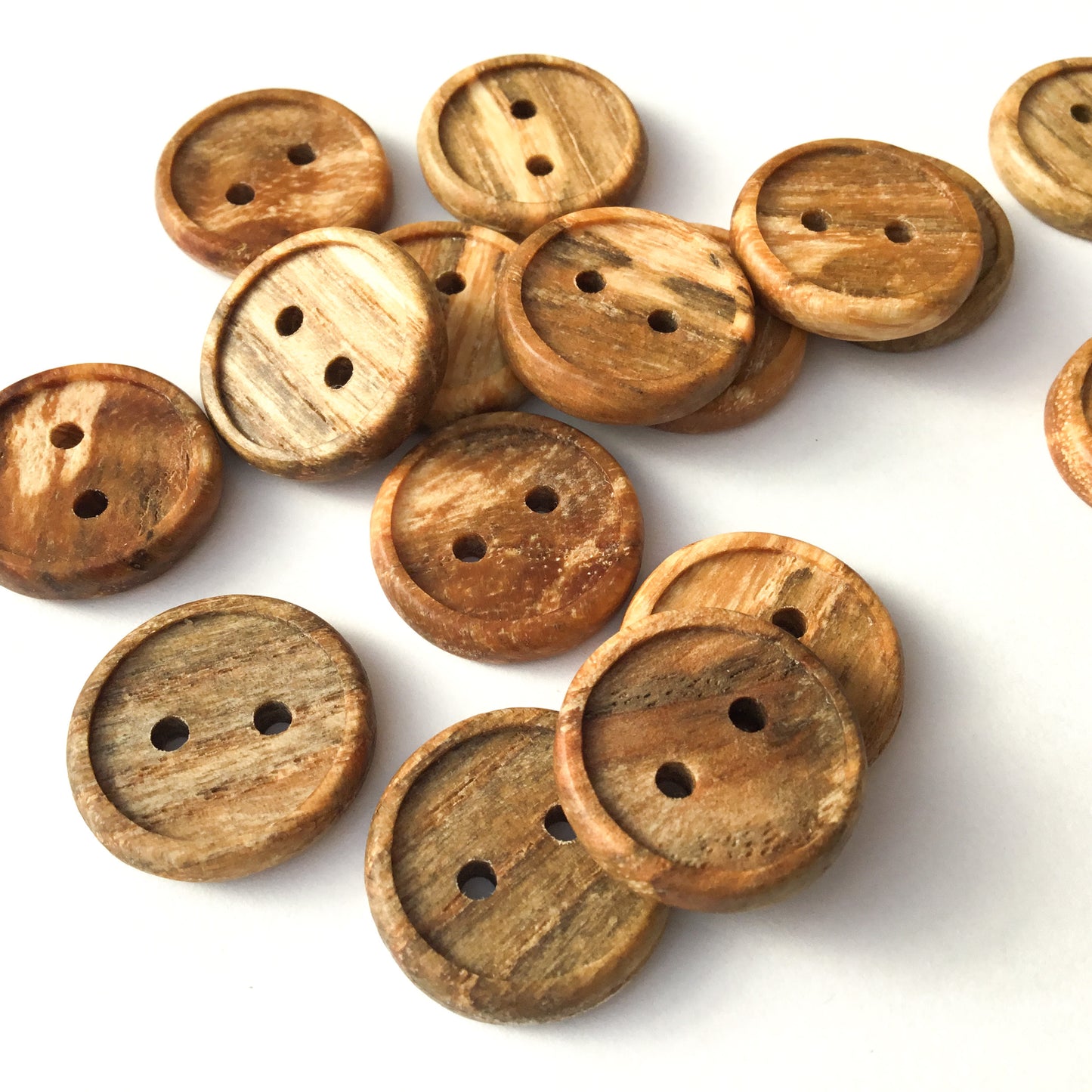 Bead Rim Spalted Ash Wood Buttons - 3/4”