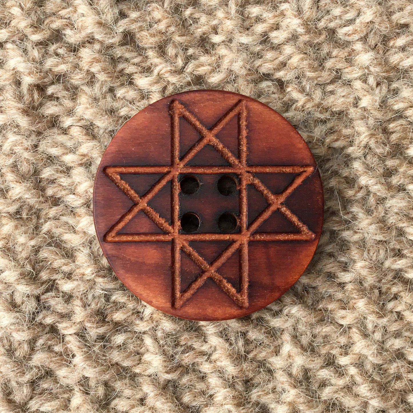 Wooden Quilt Button on Cherry  1-1/2”