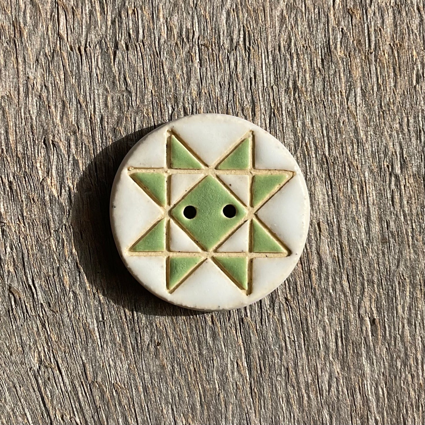 Ohio Star Quilt Block Stoneware Button  ‘Solid Mattes’  1-1/16”